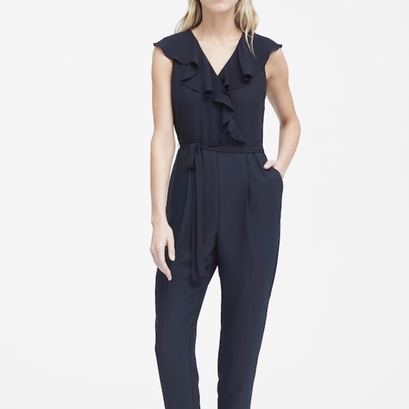Banana Republic Ruffle V-Neck Cropped Jumpsuit S4. - Picture 5 of 5